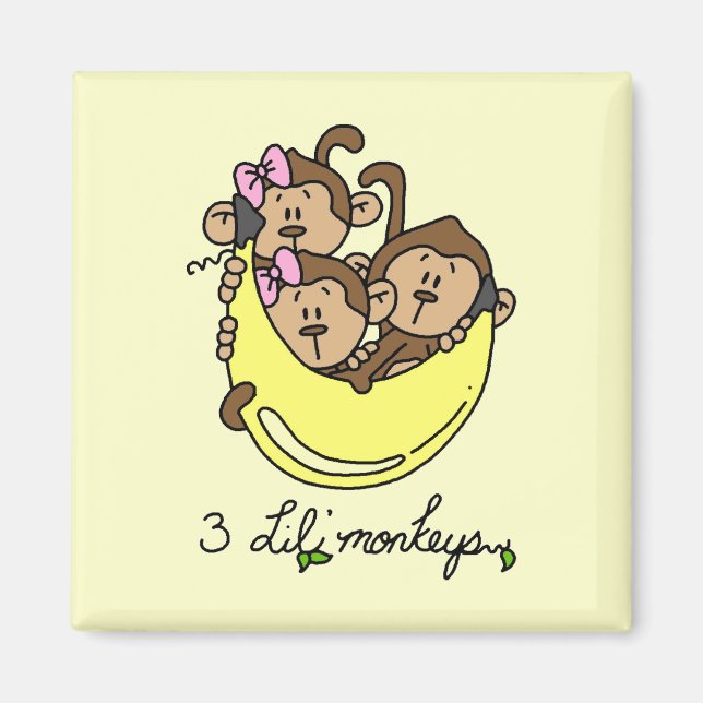 3 Li'l Monkey Tshirts och Gifts Magnet (Framsidan)