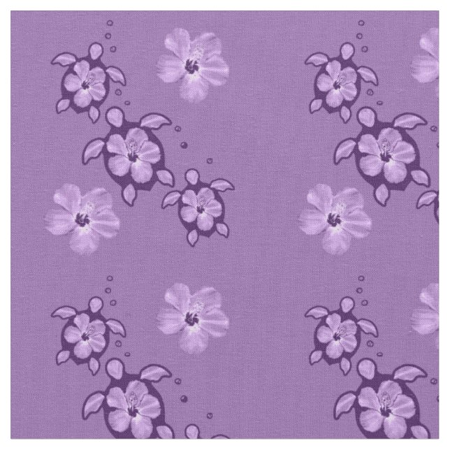 3 Lila Honu Turtles Fabric Tyg (Närbild)