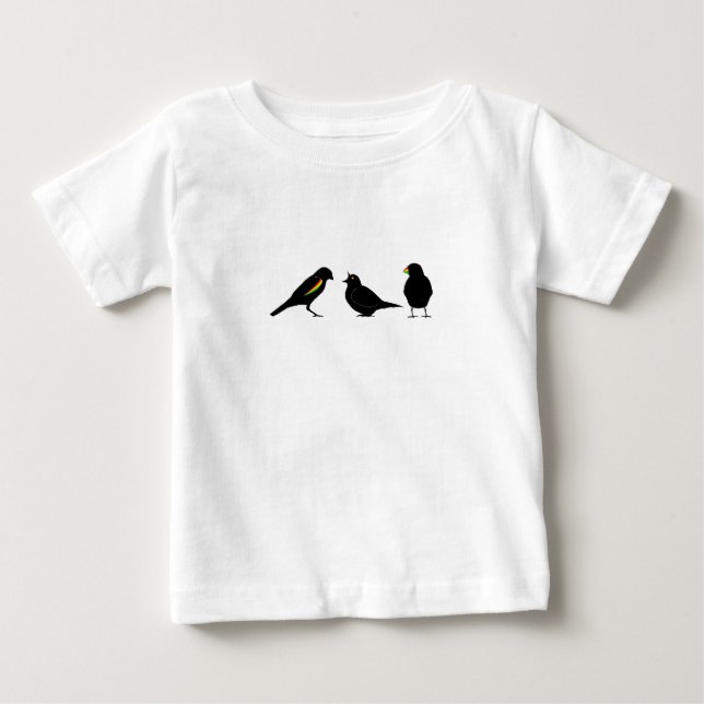 3 lite fåglar vid erndub tee shirt (Framsida)
