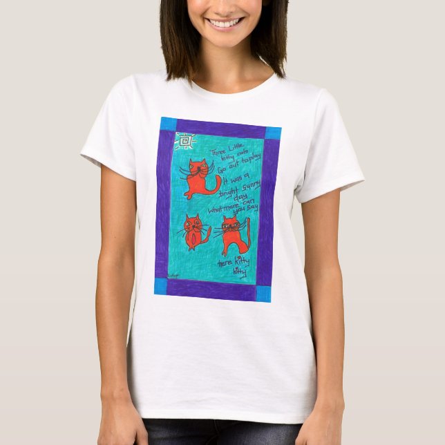 3 lite kattungeKats kvinna utslagsplats Tee Shirt (Framsida)