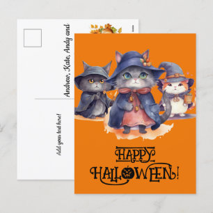 3 Little Cat Wiches - Happy halloween Helg Vykort