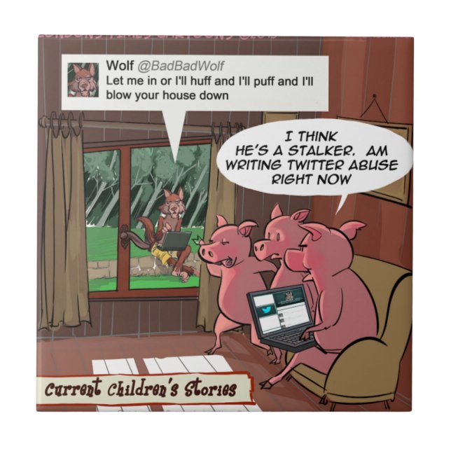 3 Little Social Media Savvy Grisar Kakelplatta (Framsidan)