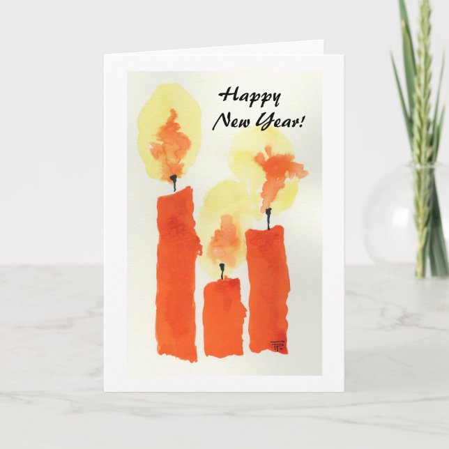3 ljus.  Gott Nytt År! Helgkort (Framsida)