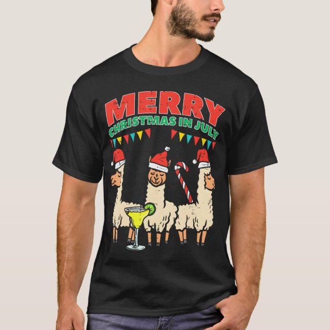 3 Llamas God jul i juli måndag T Shirt (Framsida)
