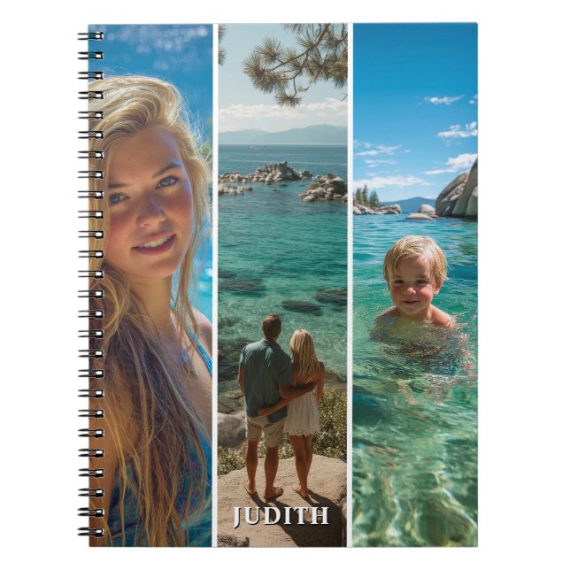 3 Long Vertical Strip Boho Photo Anteckningsbok (Framsidan)