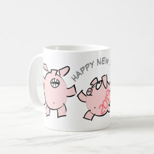 3 Lönsam illustration av Tecknaden Gris År 2019 Mu Kaffemugg