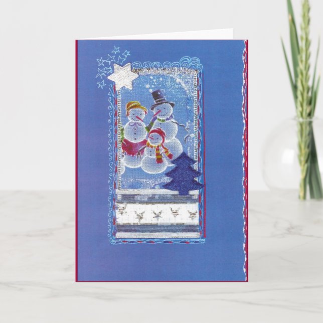 "3 Lustige Schneemänner, Weihnachts-Collage-Design Helgkort (Framsida)