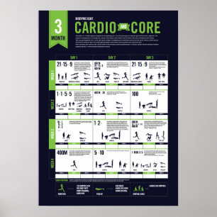 3 månaders kroppsvikt Cardio + Core-Poster Poster