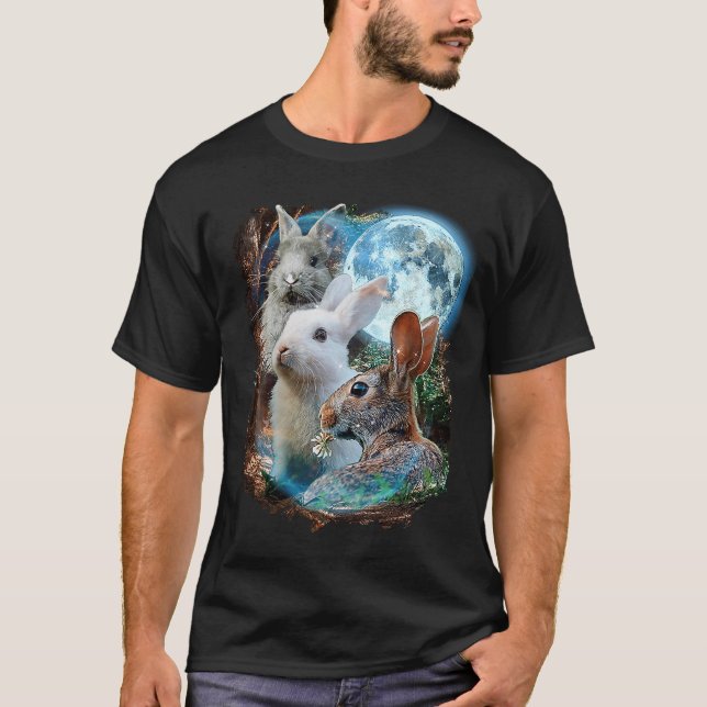 3 Måne Bunny Rabbit Graphic Animal T Shirt (Framsida)