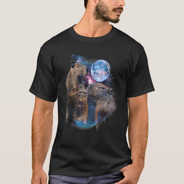 3 Måne Capybara Capibara Rodent Animal Humor T T Shirt (Framsida)
