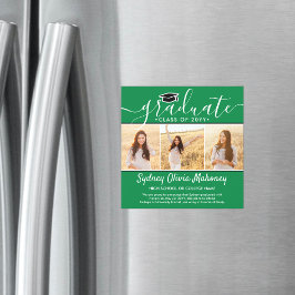 3 Meddelande om fotoGrönt Magnetic Studenten Magnetisk Inbjudningskort