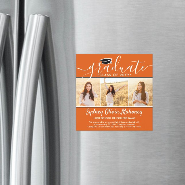 3 Meddelande om fotoOrange Magnetic Studenten Magnetisk Inbjudningskort (Skapare uppladdad)