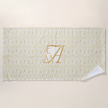 3 Monogram Art Deco Guld Kräm Nygifta Dekor