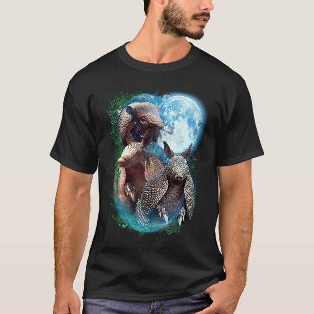 3 Moon Armadillo  Anteater Animal T Shirt (Framsida)