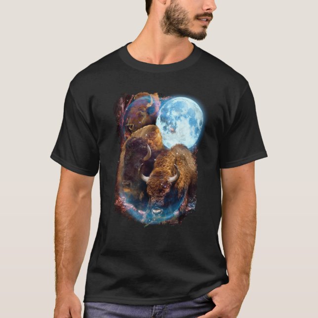 3 Moon Bison Buffalo Animal Bison T Shirt (Framsida)
