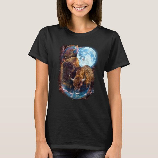 3 Moon Bison Buffalo Animal Bison T Shirt (Framsida)