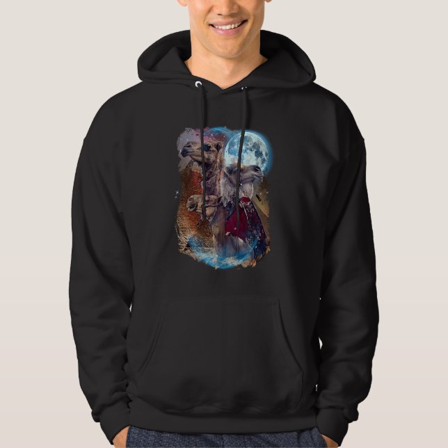 3 Moon Camel  Llama Alpaca Animal Hoodie (Framsida)