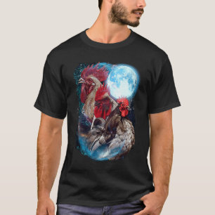 3 Moon Chicken Rolig Fågel Djurälskare Grafisk Kon T Shirt