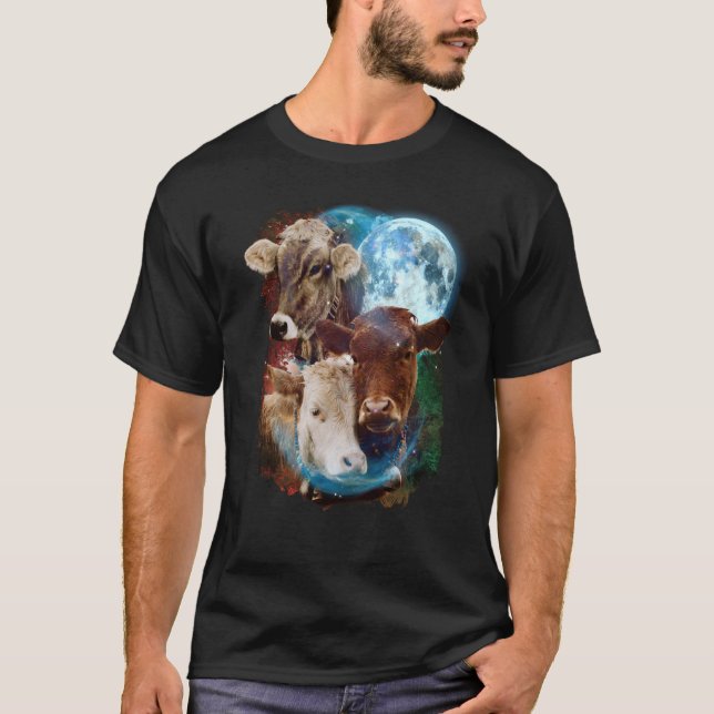 3 Moon Cow Livestock Cattle Animal T Shirt (Framsida)