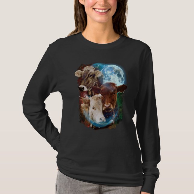 3 Moon Cow Livestock Cattle Animal T Shirt (Framsida)