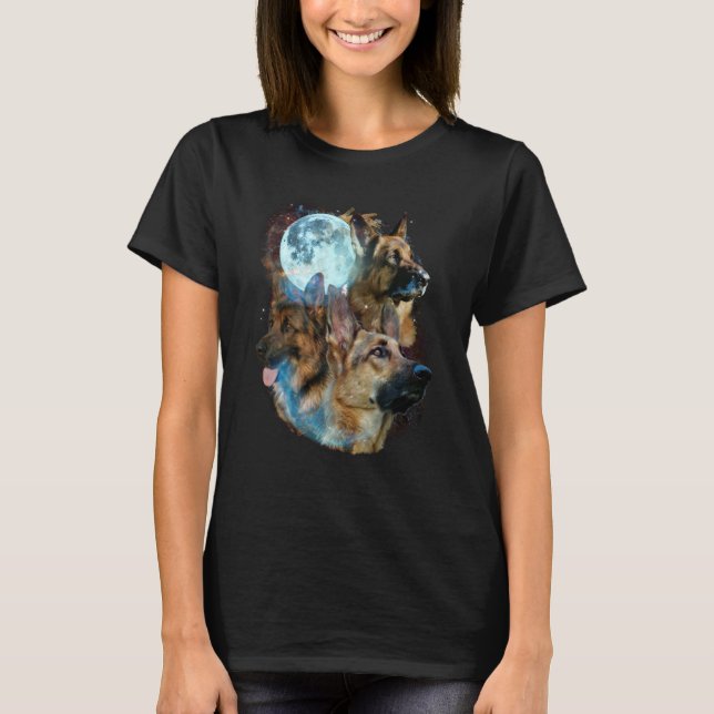 3 Moon German Shepherd Dog  Canine Puppy Graphic T Shirt (Framsida)