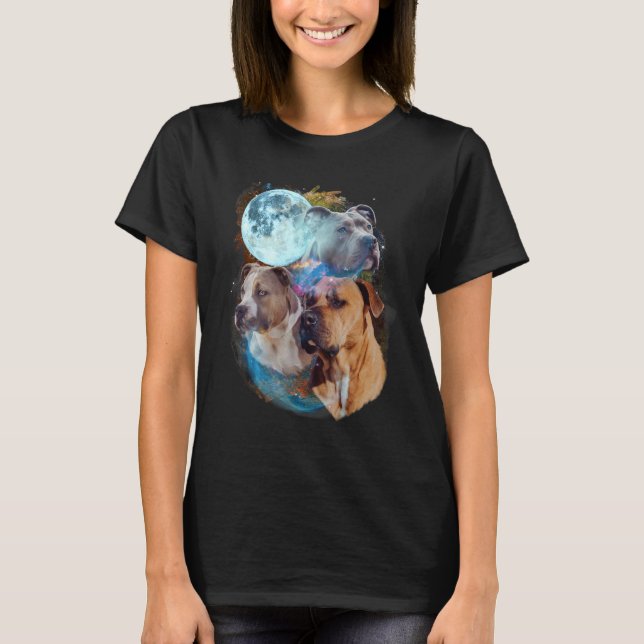 3 Moon Pitbull Dog  Canine Puppy Graphic Pet Humor T Shirt (Framsida)