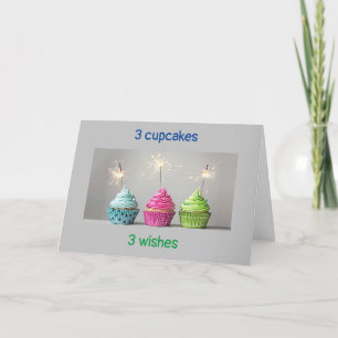 *3 MUFFINSAR OCH 3 KANDLAR OCH BIRTHDAY ÖNSKEMÅL* KORT