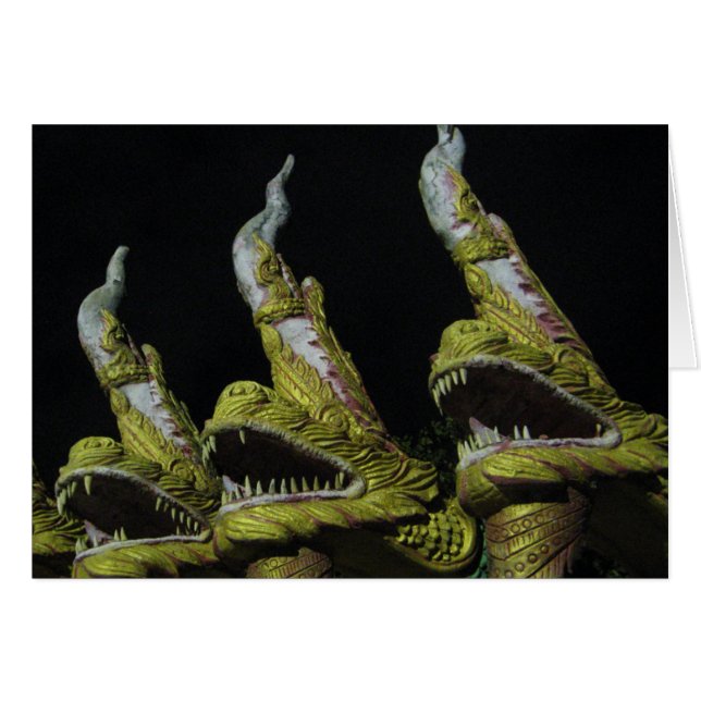 3 Nagas på nattkort Hälsningskort (Framsidan Horizontal)