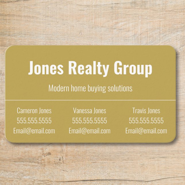 3 Namn QR-kodLogotyp | Minimalistiskt Affärskort Visitkort (business card with slot for three names professional chartreuse with white text, two contacts)