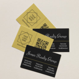 3 Namn QR-kodLogotyp | Svart modern Affärskort Visitkort