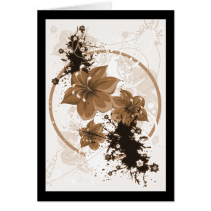 3 nätt blommor - Sepia Hälsningskort