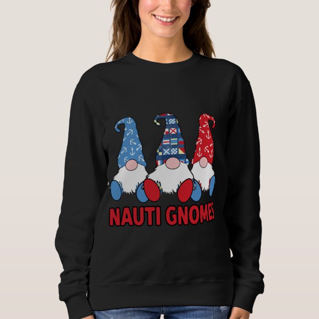 3 Nauti Gnomes Anchors som seglar under flagg Fl T Shirt (Framsida)