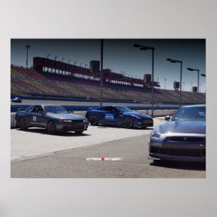 3 Nissan GT-R32 Skyline & R35 AutoClub Speedway Poster