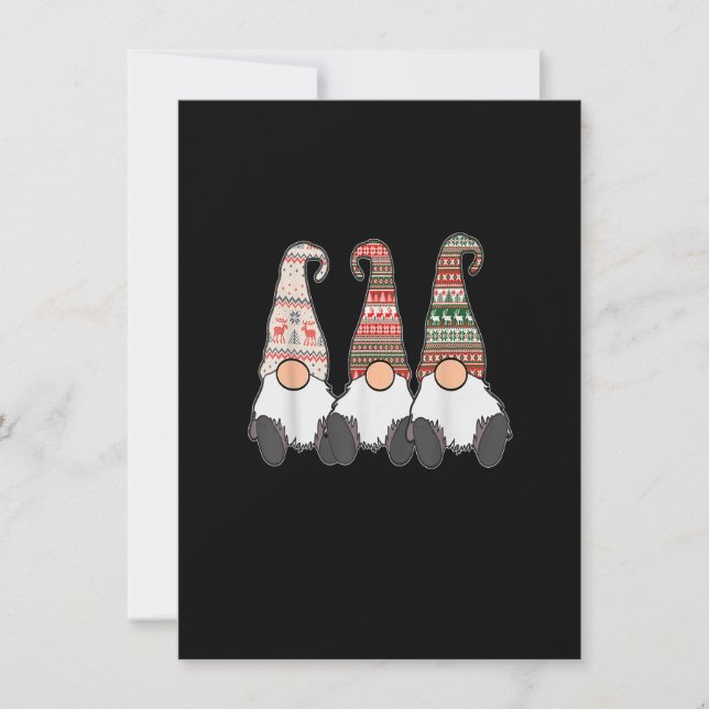 3 Nordic Gnomes Winter Christmas Swedish Tomte Cut Inbjudningar (Framsida)
