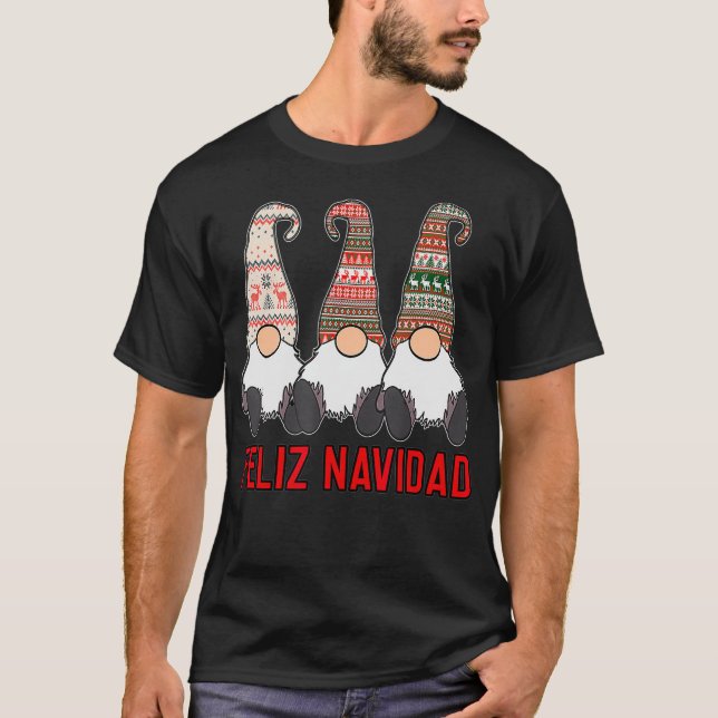 3 Nordiska Gnomes Feliz Navidad Winter-julklapp T Shirt (Framsida)