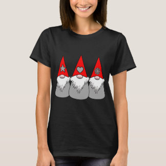 3 Nordiska Gnomes jul Vinter Red Grått Hats XMA T Shirt