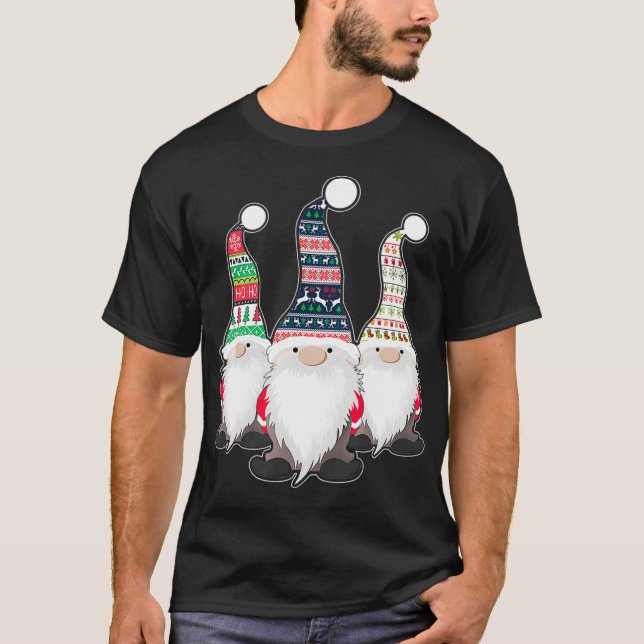 3 Nordiska Gnomes Svenska Nisse Tomte jul Paja T Shirt (Framsida)