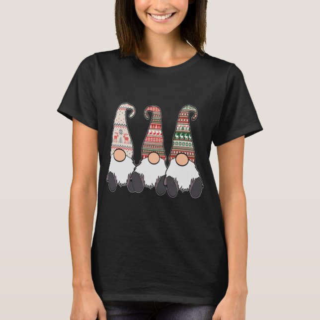3 Nordiska Gnomes Vinterjul Svenska Tomte Klipp ut T Shirt (Framsida)