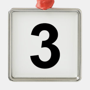 3 - numrera tre julgransprydnad metall