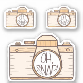 3 Oj Snap! Gult Pastel Camera Sticker Klistermärken