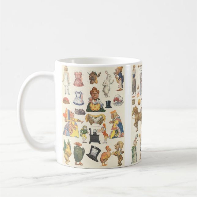 3 Olika Antika Viktorianska Pappersdockscener Kaffemugg (Vänster)