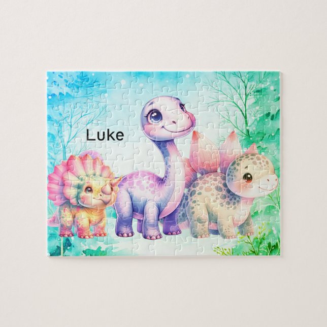 3 olika dinosaurer pussel (Horisontell)