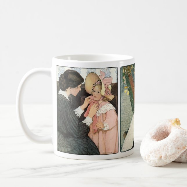 3 Olika illustrationer av Jessie Willcox Smith Kaffemugg (Med munk)