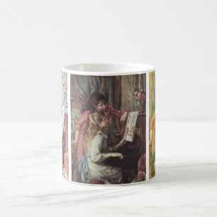 3 olika unga flickor i Piano av Renoir Kaffemugg