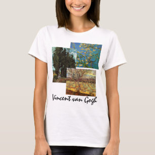 3 olika van Gogh Träd med Blommor Finkonst T-shirt