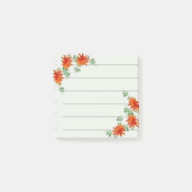3 Orange Blommor Notering Post-it Block (Framsida)