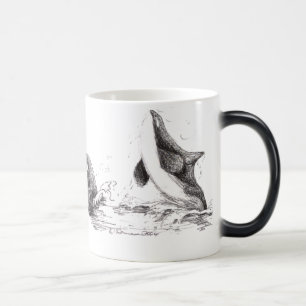 3 Orcas som leker den Morphing muggen Magisk Mugg