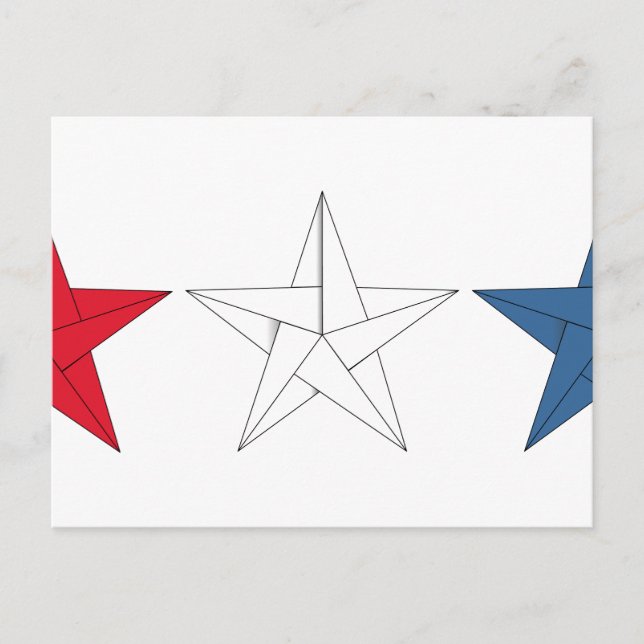 3 Origami Stars - Red, White och Blue Vykort (Framsida)
