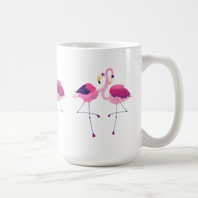 3 par Rosa Flamingos Illustration Kaffemugg (Höger)