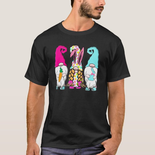 3 Påsk Gnomes Pastel Vår Bunny Öron Rabbit T Shirt (Framsida)